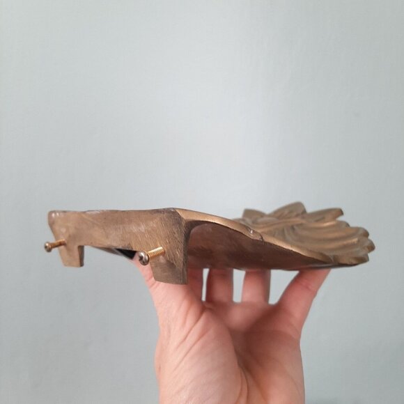 Solid Brass Shell Final, Tray, Wall Shelf Decor Victorian Art Nouveau Heavy - Picture 5 of 11